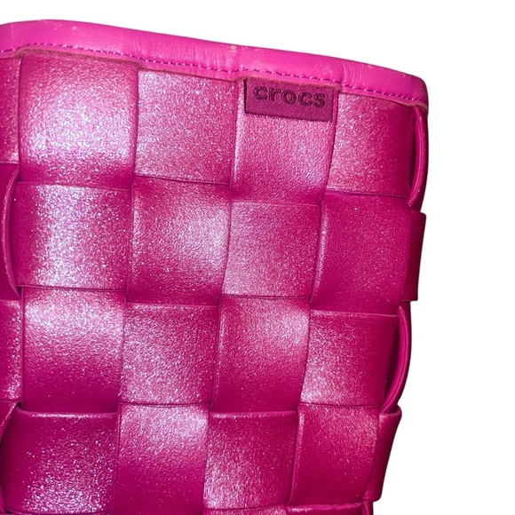 Rare CROCS WOMEN SUPERMOLDED IRI WEAVE PINK GLitter BOOTs size 9 - Picture 3 of 7